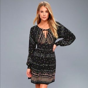 Free People Coryn Black Comb Mini Dress